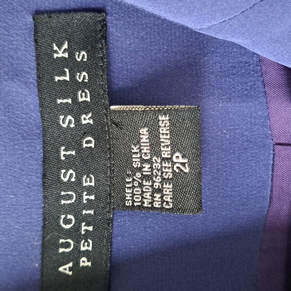 August Silk Short Sleeve Silk Shirt Dress Button Front Cobalt SZ 2P - Picture 3 of 11